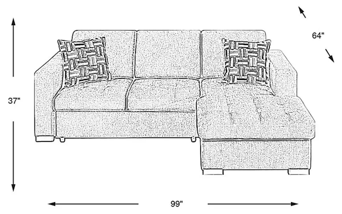 Geneva Gray 2 Pc Sleeper Sectional