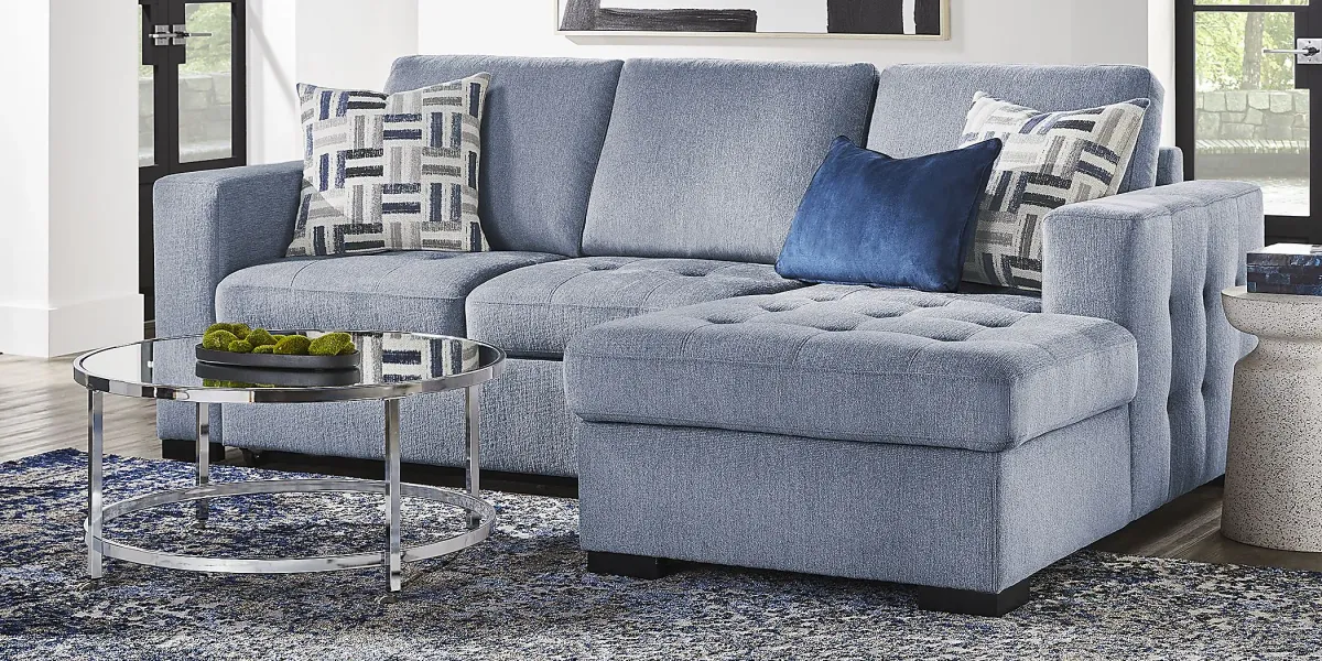 Geneva Blue 2 Pc Sleeper Sectional