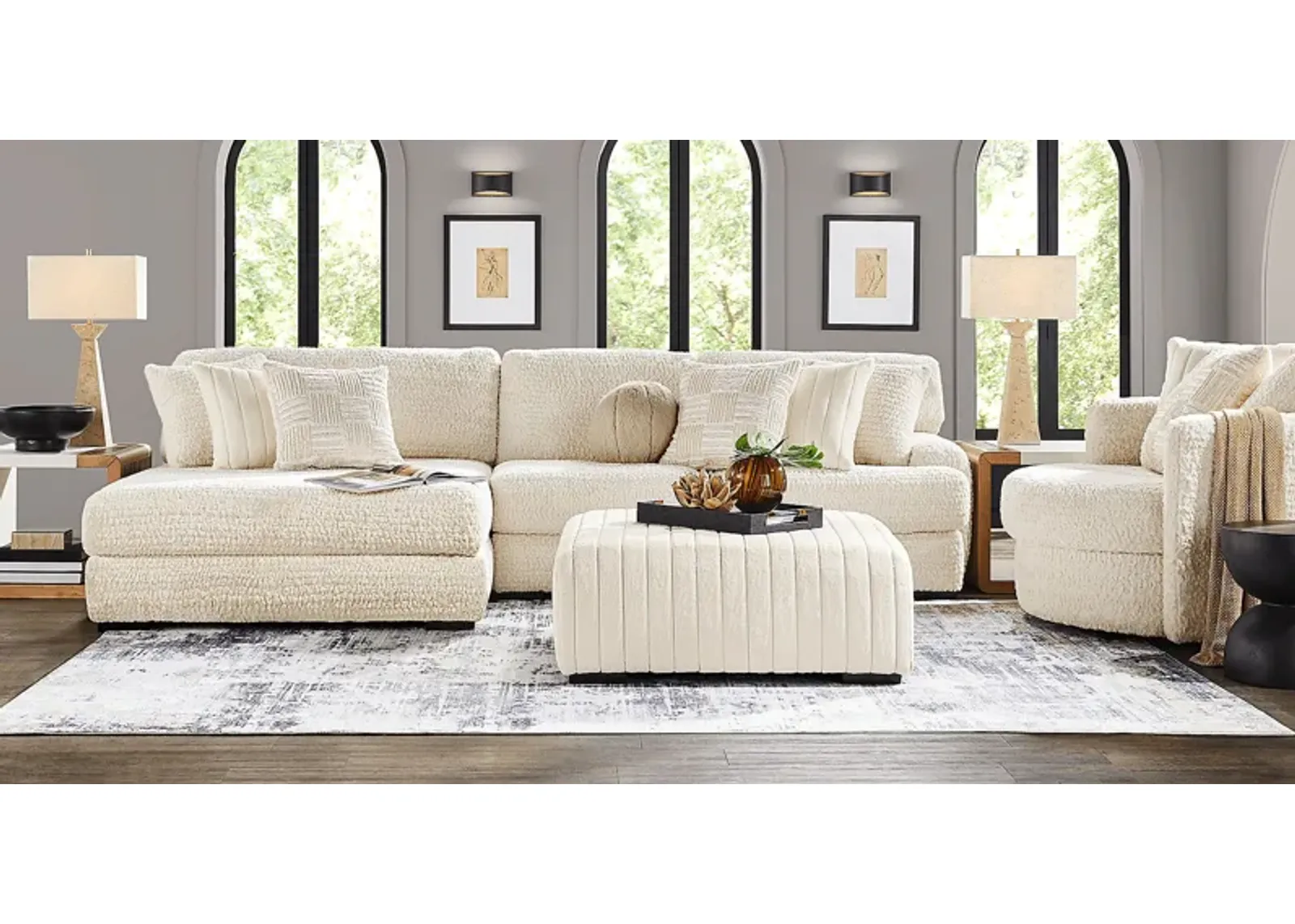 Chandler Ivory 5 Pc Sectional Living Room