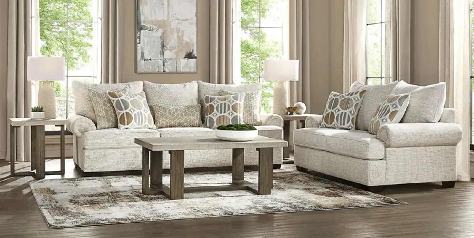 Reyna Point Ivory 7 Pc Living Room with Sleeper Sofa