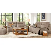 Barton Taupe 7 Pc Dual Power Reclining Living Room