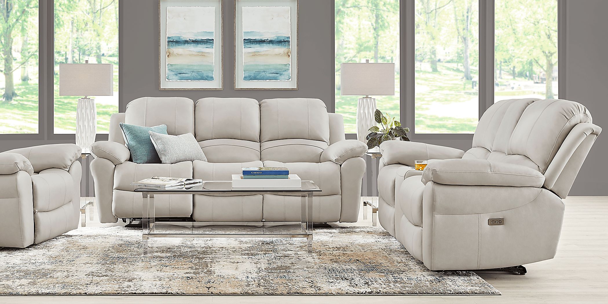 Vercelli Way Stone Leather 7 Pc Reclining Living Room