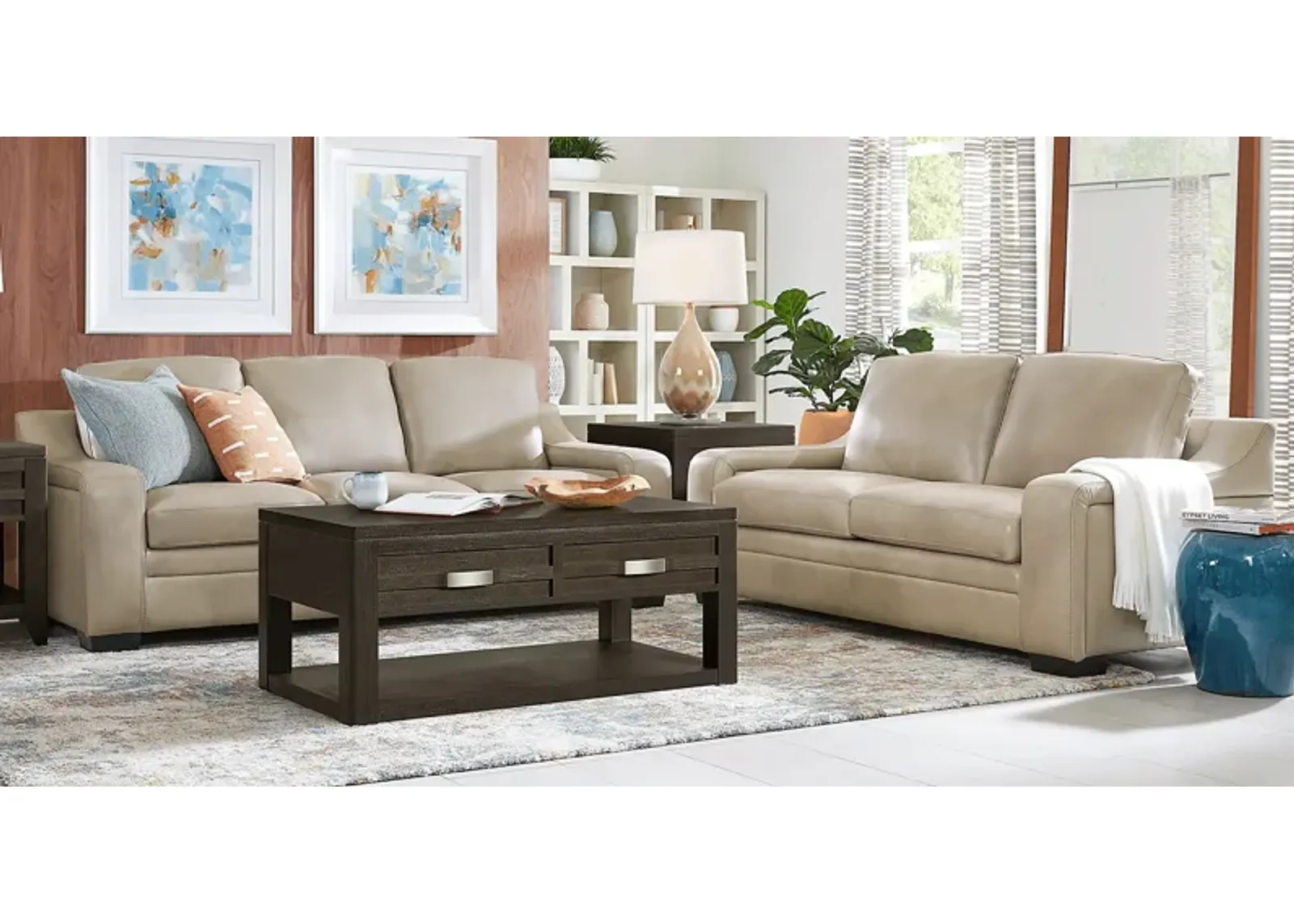 Gisella Taupe Leather 5 Pc Living Room