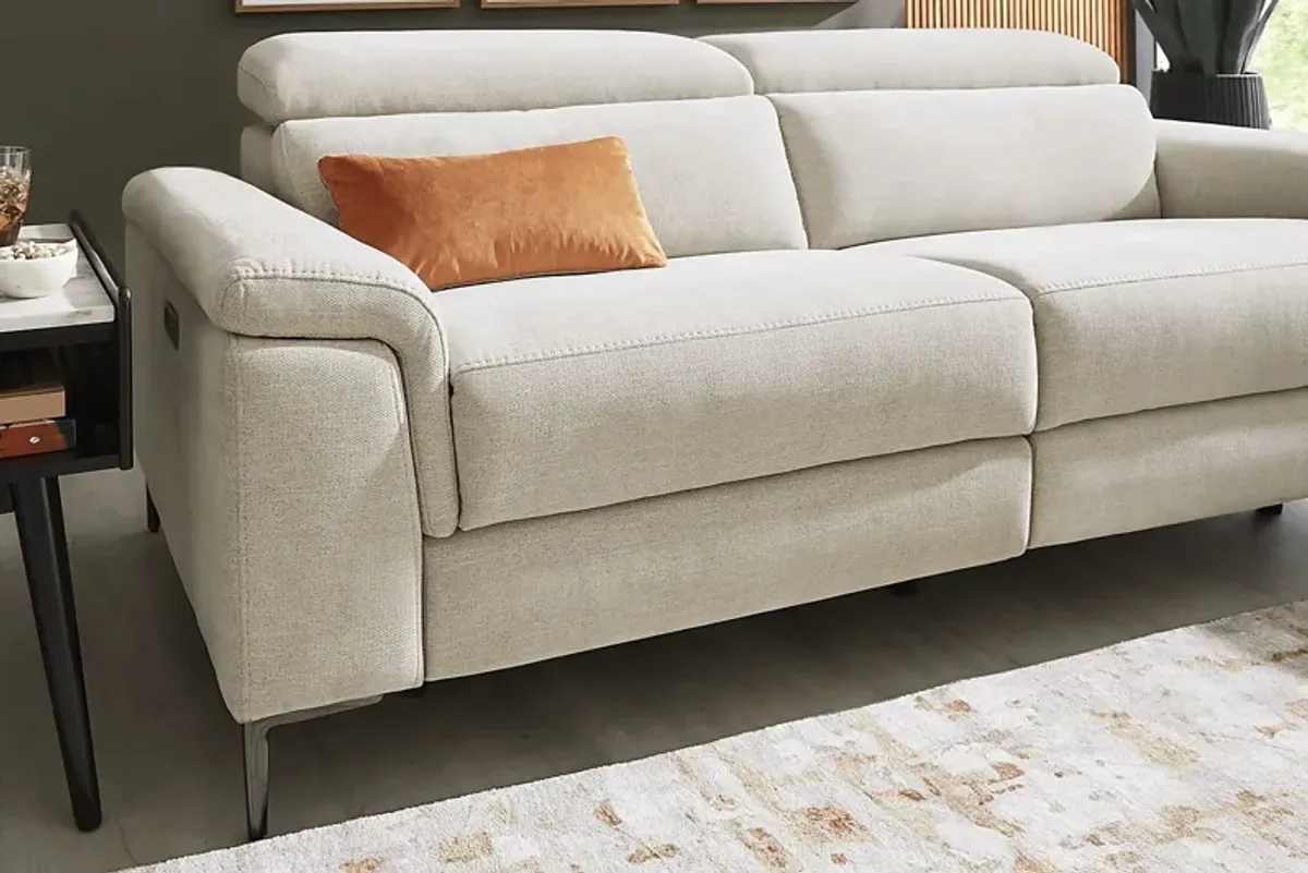 Weatherford Park Beige Dual Power Reclining Sofa