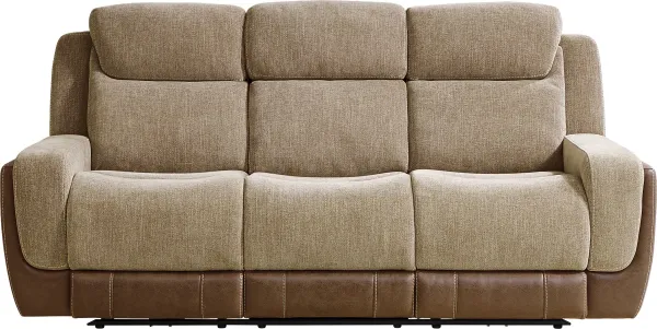 State Street Camel Dual Power Reclining Sofa
