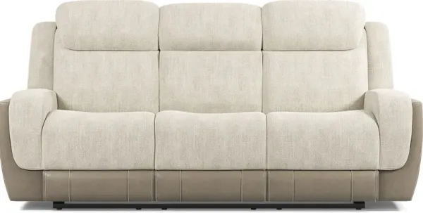 State Street Beige Dual Power Reclining Sofa