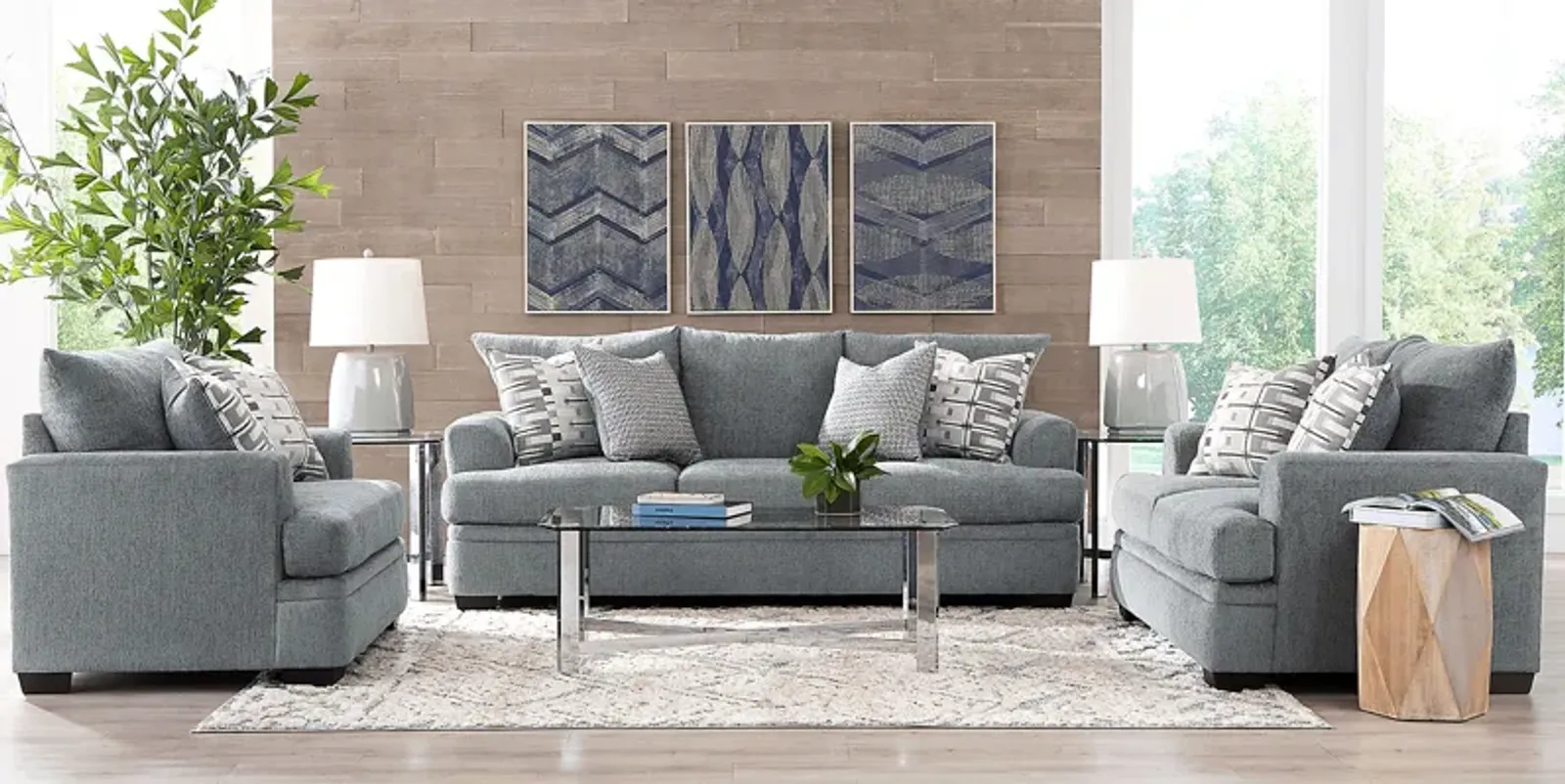 Cooper Blue 8 Pc Living Room