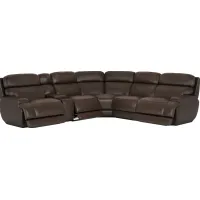Parker Point Dark Brown Leather 6 Pc Triple Power Reclining Sectional