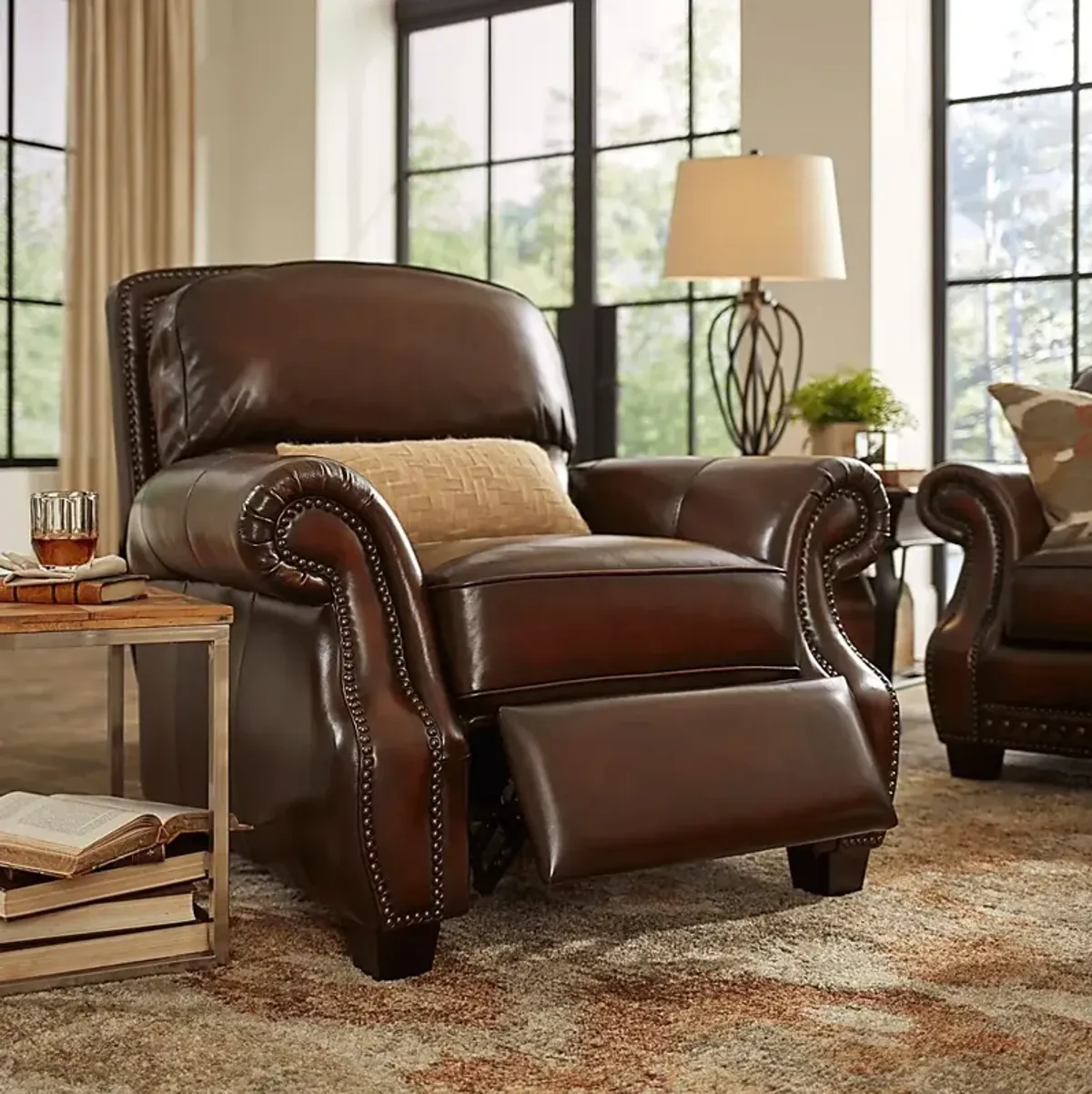 Calvano Brown Leather 6 Pc Living Room