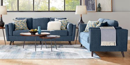 Arlington Denim 8 Pc Living Room with Gel Foam Sleeper Sofa