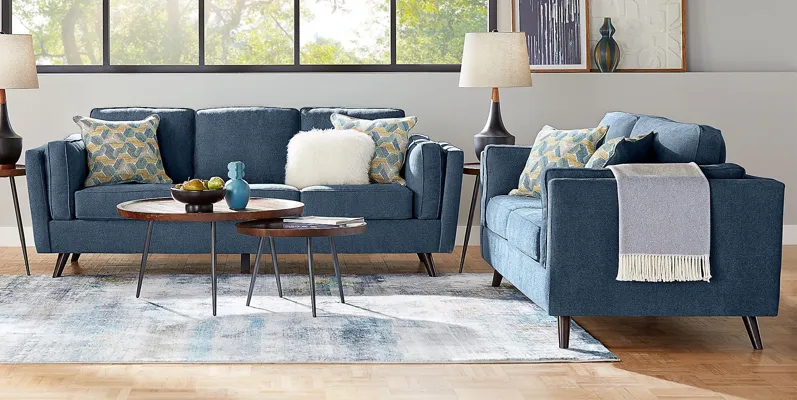 Arlington Denim 8 Pc Living Room with Gel Foam Sleeper Sofa