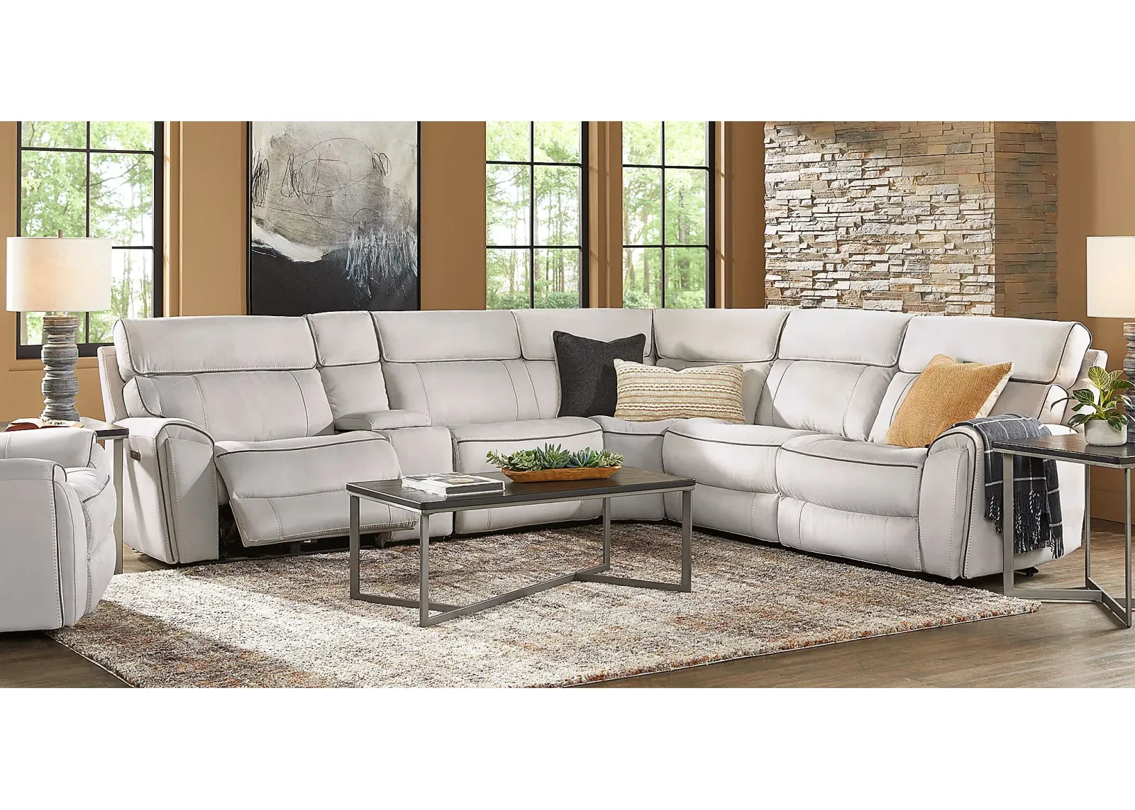 Emmett Avenue Gray 9 Pc Dual Power Reclining Sectional Living Room