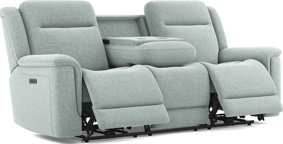 Meadow Park Seafoam Dual Power Reclining Sofa