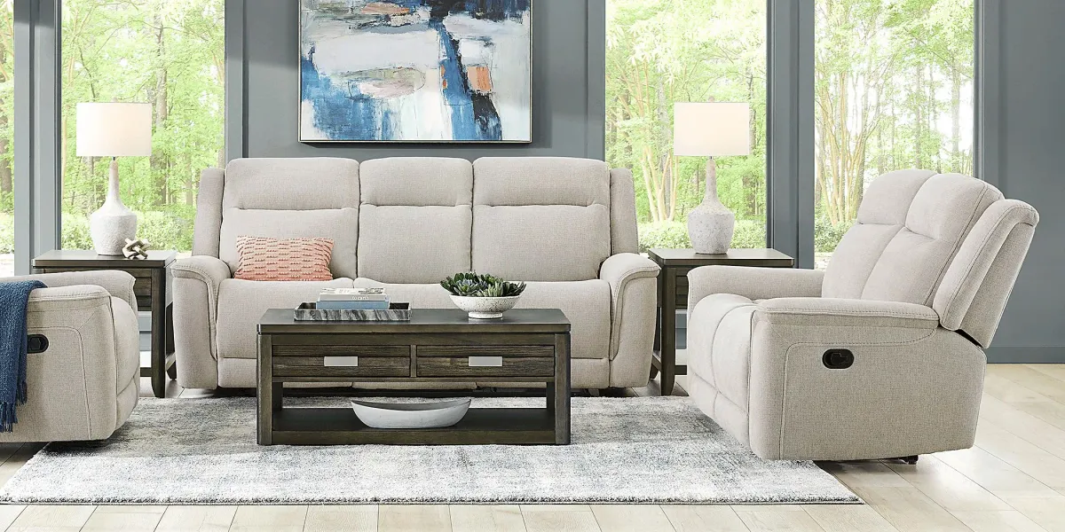Meadow Park Cement 7 Pc Dual Power Reclining Living Room