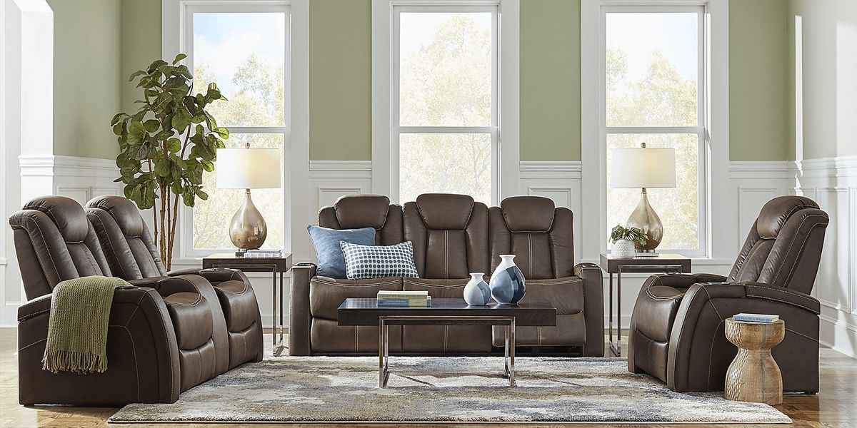 Crestline Brown 7 Pc Dual Power Reclining Living Room