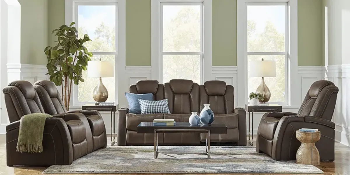 Crestline Brown 7 Pc Dual Power Reclining Living Room