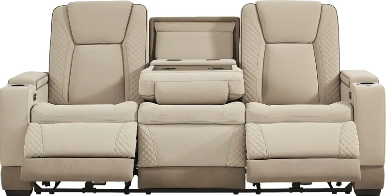 Donovan Park Beige Dual Power Reclining Sofa