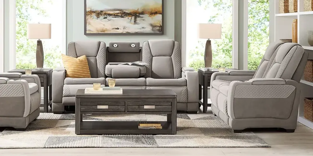 Donovan Park Gray 5 Pc Living Room with Dual Power Reclining Sofa