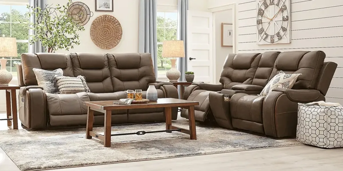 Laredo Springs Brown Dual Power Reclining Sofa