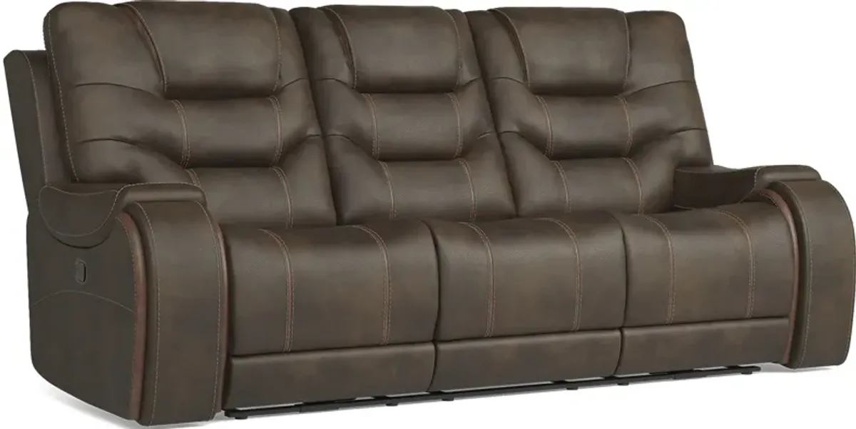 Laredo Springs Brown Dual Power Reclining Sofa