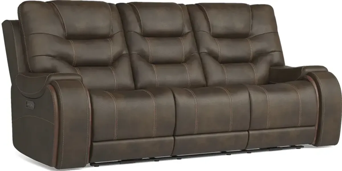 Laredo Springs Brown Dual Power Reclining Sofa