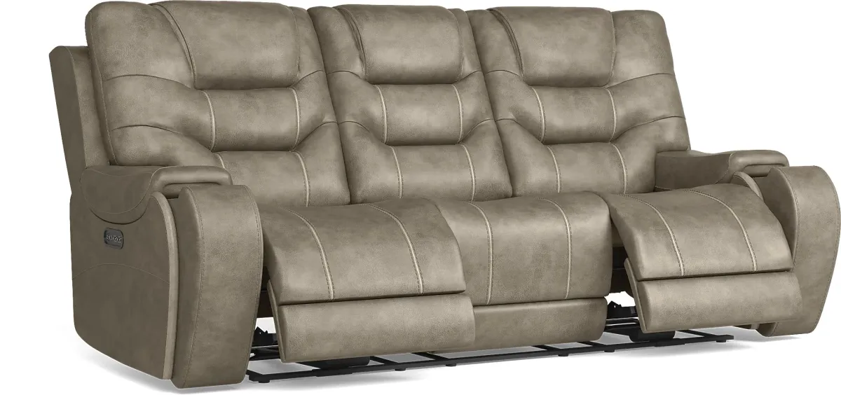 Laredo Springs Gray Dual Power Reclining Sofa