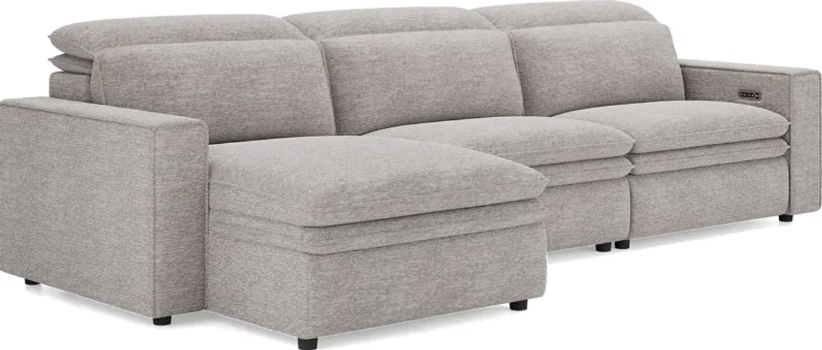 Salvator Street Gray 3 Pc Dual Power Reclining Sectional