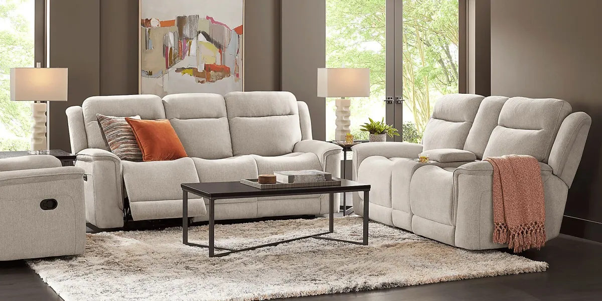 Kamden Place Cement Dual Power Reclining Sofa