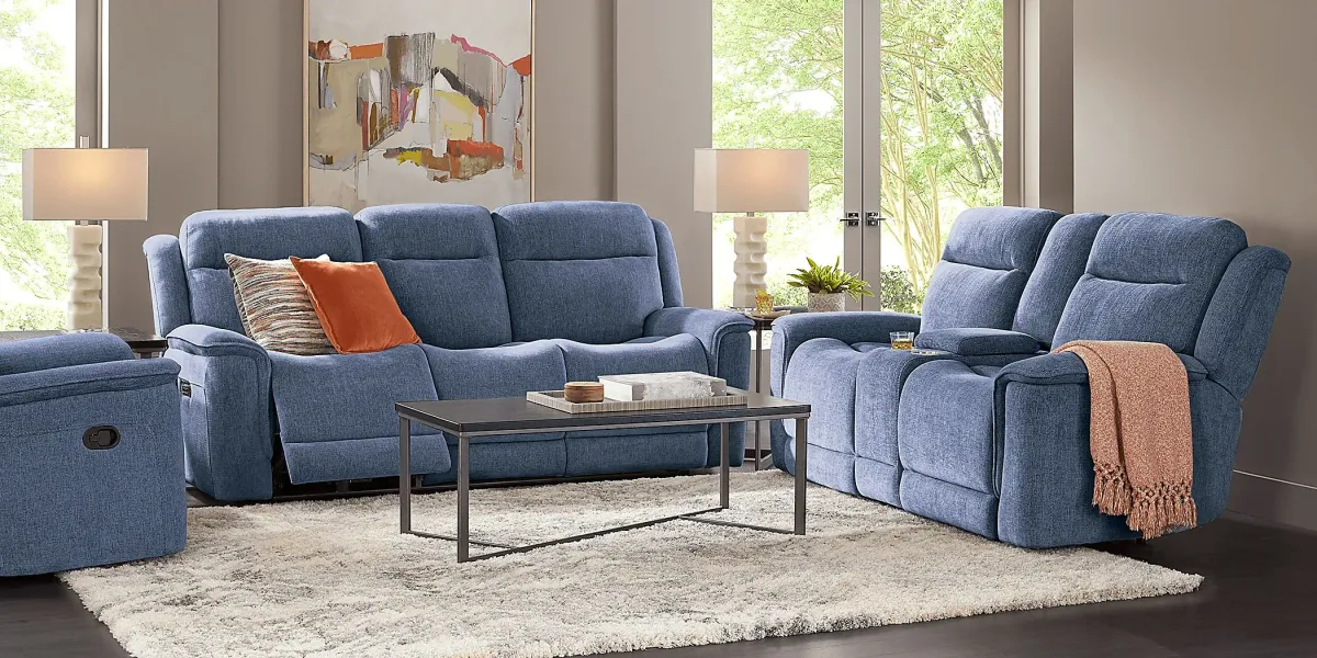 Kamden Place Cobalt Dual Power Reclining Sofa