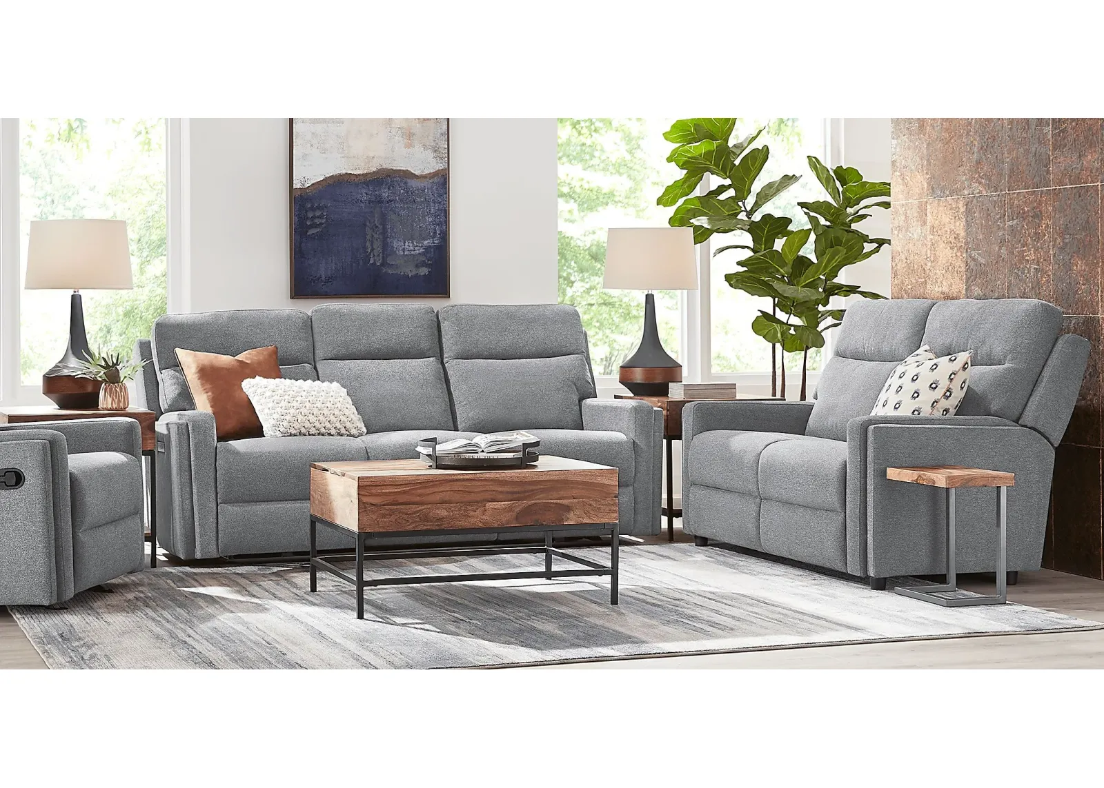 Davis Bay Gray 2 Pc Living Room with Reclining Sofa