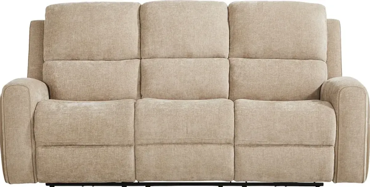 Harrison Beige Dual Power Reclining Sofa