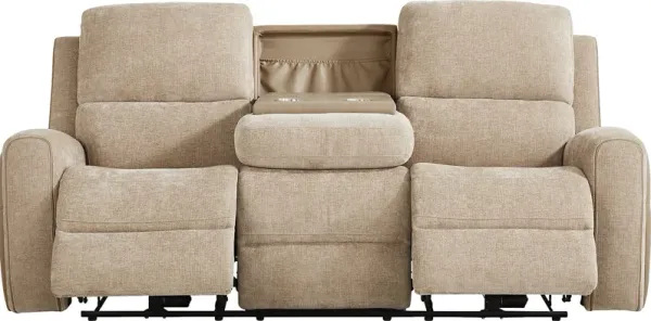 Harrison Beige Dual Power Reclining Sofa