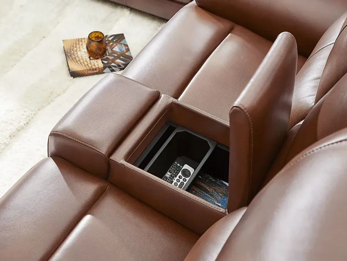 Fremont Brown Leather 3 Pc Dual Power Reclining Living Room