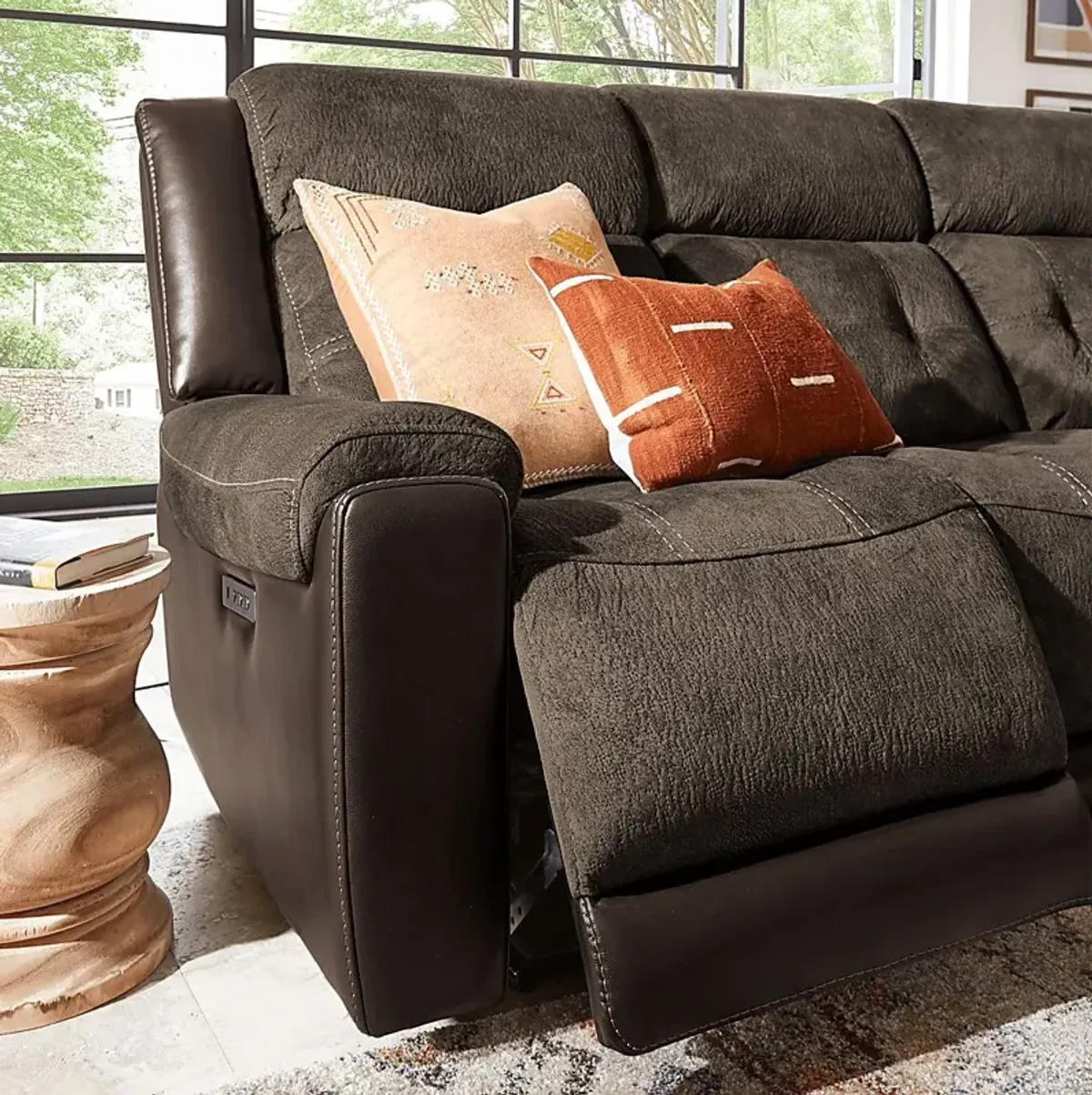 Capwood Brown Dual Power Reclining Sofa