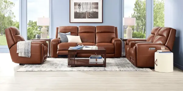 Hammond Park Brown Leather 7 Pc Triple Power Reclining Living Room