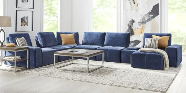 Laney Blue 7 Pc Sectional