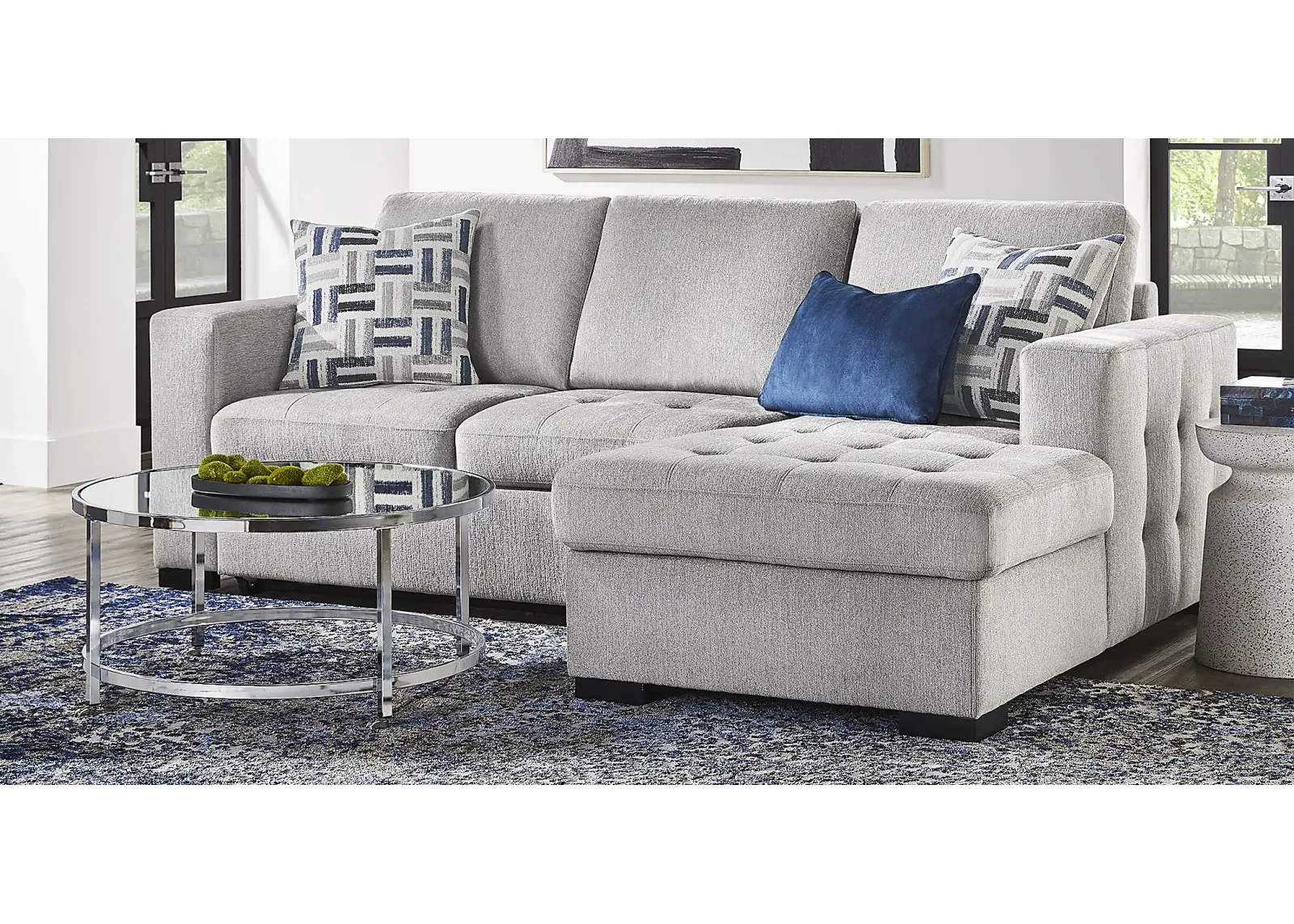 Geneva Gray 5 Pc Sleeper Sectional Living Room