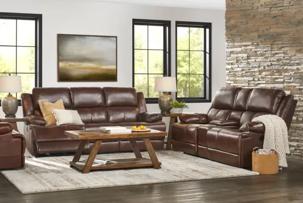 Montefano Brown Leather 6 Pc Reclining Living Room