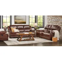 Montefano Brown Leather 6 Pc Reclining Living Room