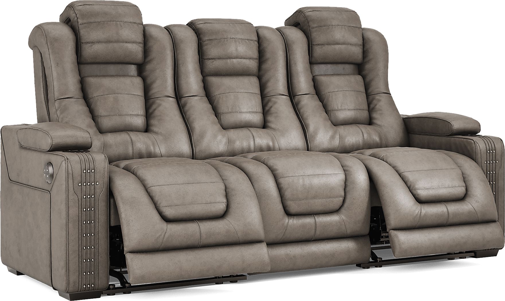 Chief Taupe Dual Power Reclining Sofa