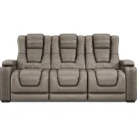 Chief Taupe Dual Power Reclining Sofa