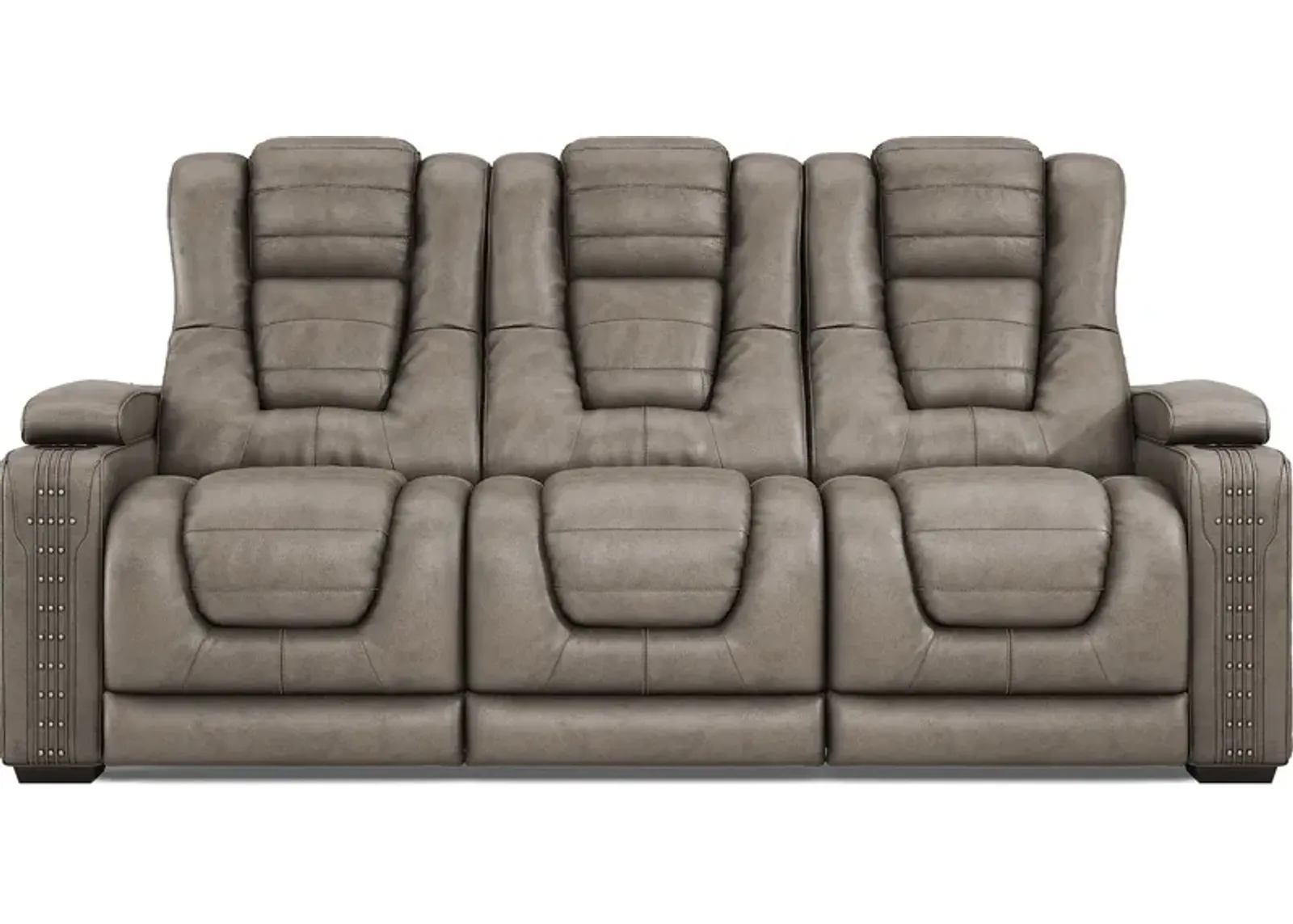 Chief Taupe Dual Power Reclining Sofa