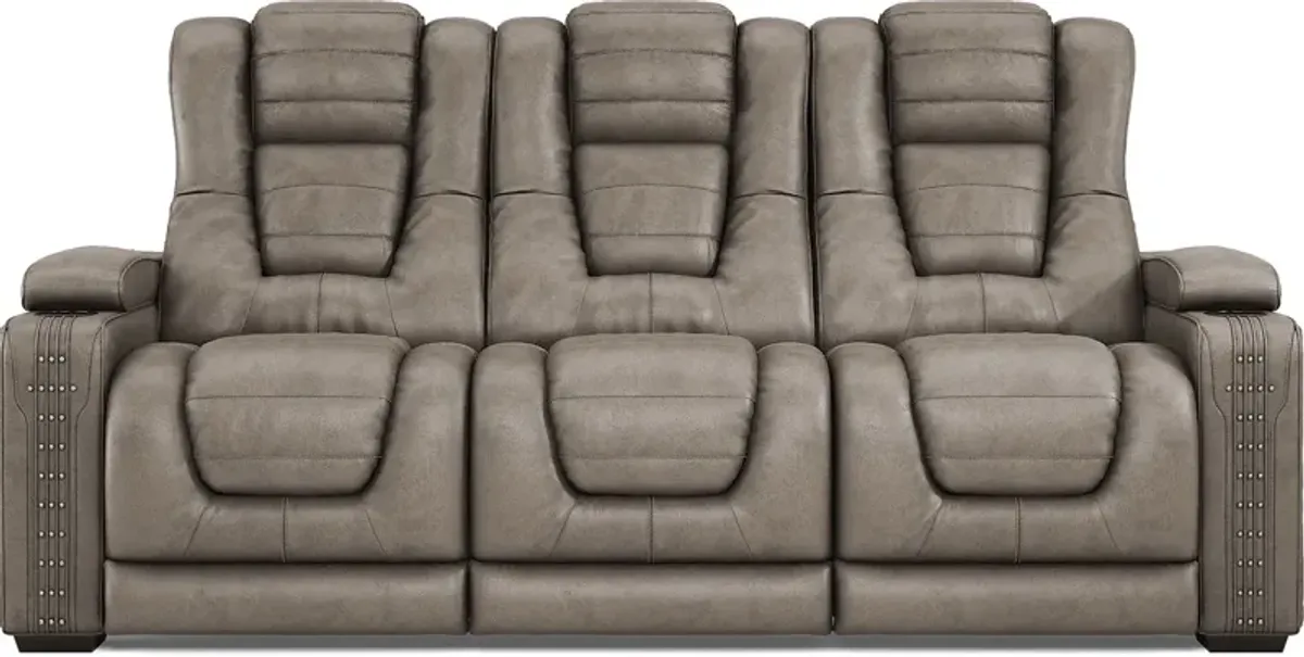 Chief Taupe Dual Power Reclining Sofa