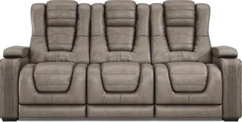 Chief Taupe Dual Power Reclining Sofa