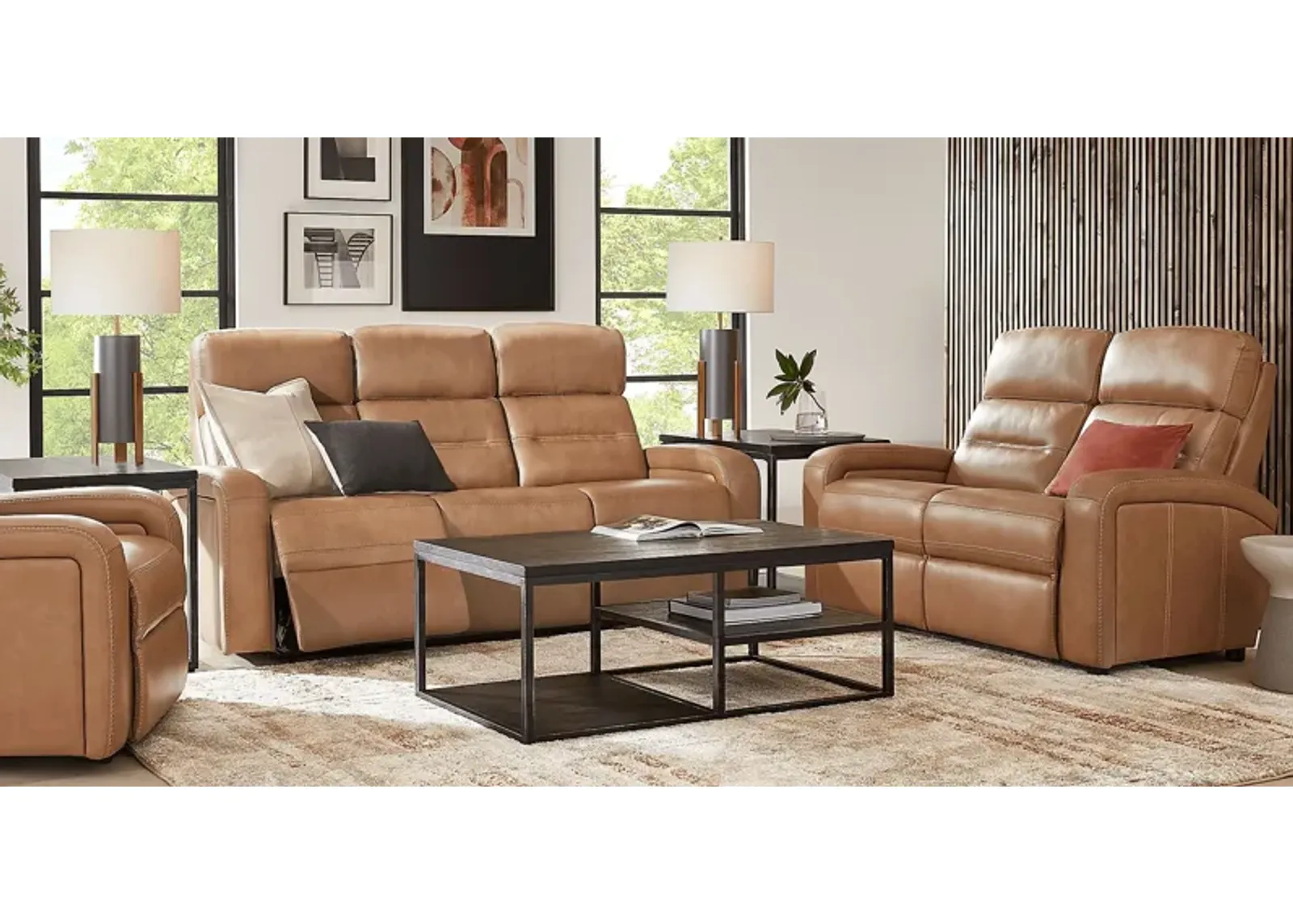 Sierra Madre Saddle Leather 6 Pc Living Room with Reclining Sofa