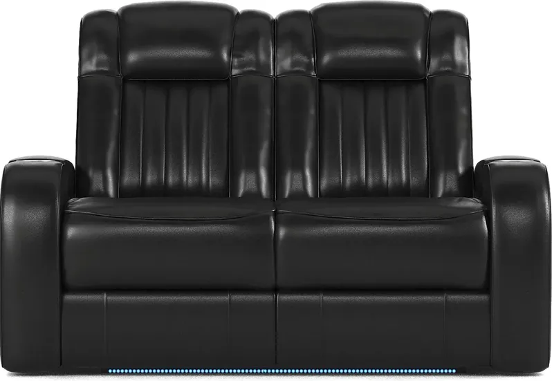 Cenova Black Leather 8 Pc Living Room with Dual Power Reclining Sofa