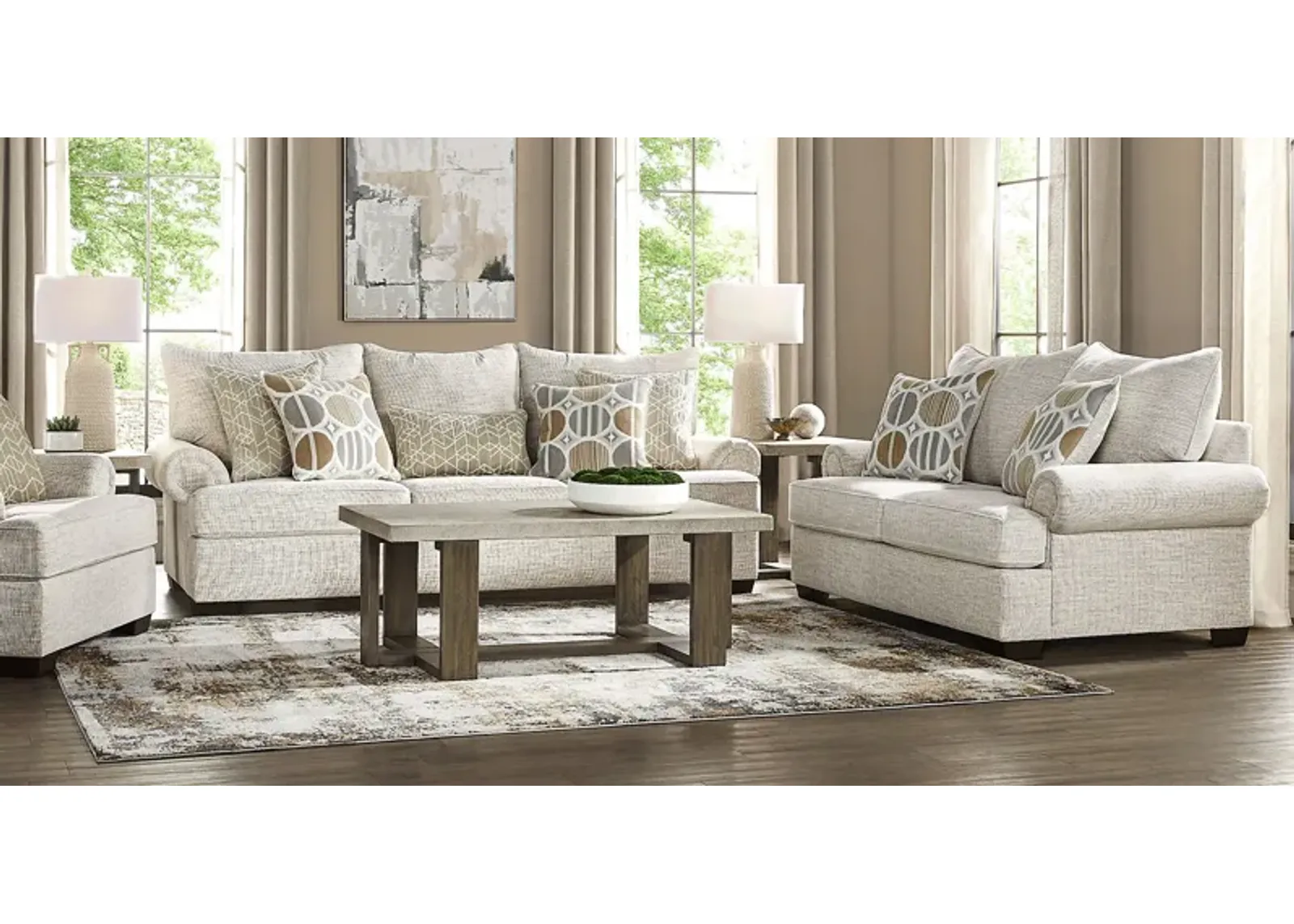 Reyna Point Beige 8 Pc Living Room with Gel Foam Sleeper Sofa