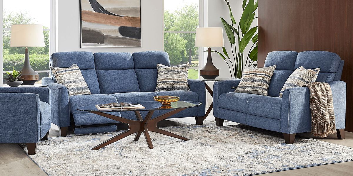 Stonecrest Indigo Dual Power Reclining Sofa