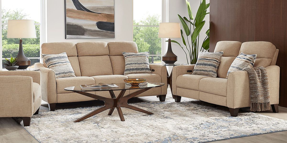 Stonecrest Camel Dual Power Reclining Sofa