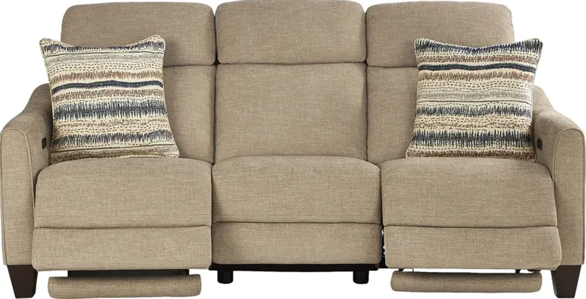 Stonecrest Camel Dual Power Reclining Sofa